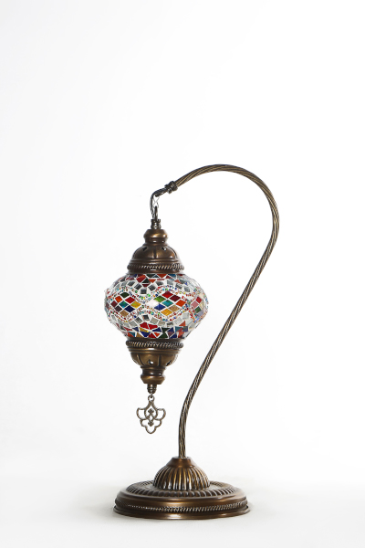 No2 Size Antique Mosaic Swan Neck Lamp